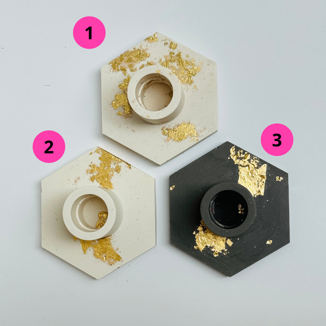 Jesmonite Kaarsenhouder Hexagon - Keuze uit 3 Varianten