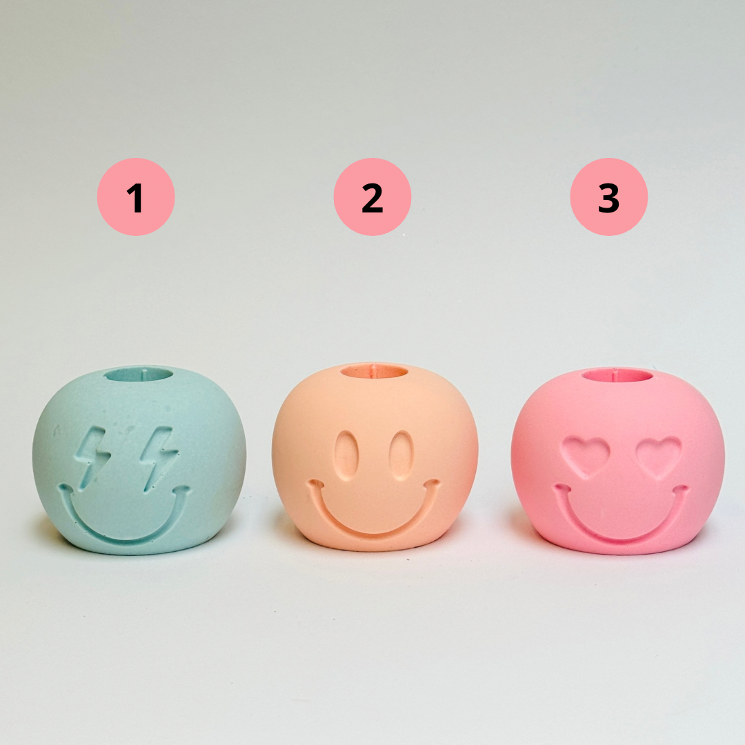 Jesmonite Kaarsenhouder Smiley - Keuze uit 3 Varianten