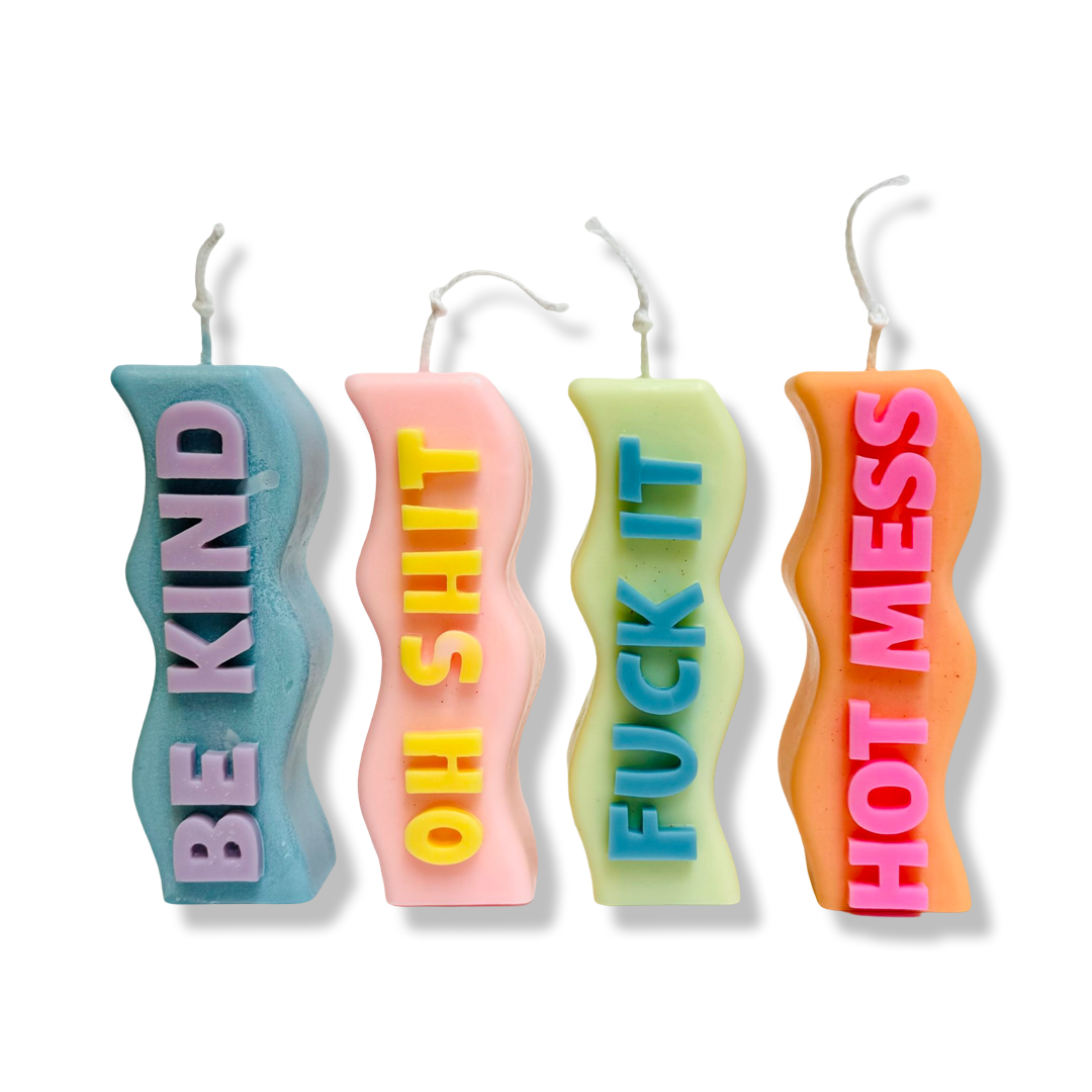 Wavy Kaars Met Tekst - Kies Zelf de Kleuren Combinatie