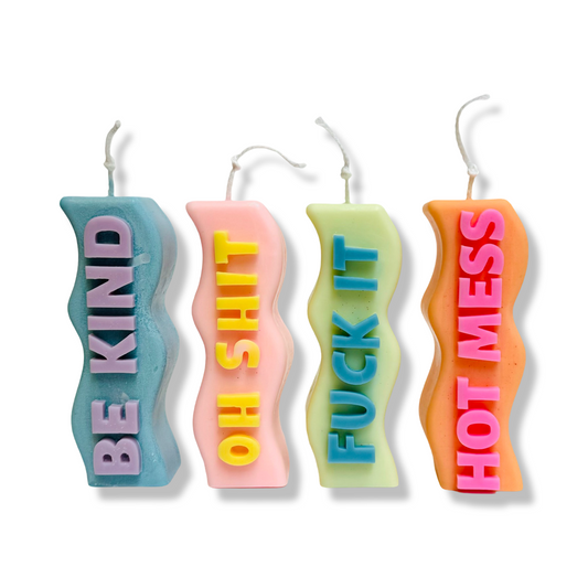 Wavy Kaars Met Tekst - Kies Zelf de Kleuren Combinatie