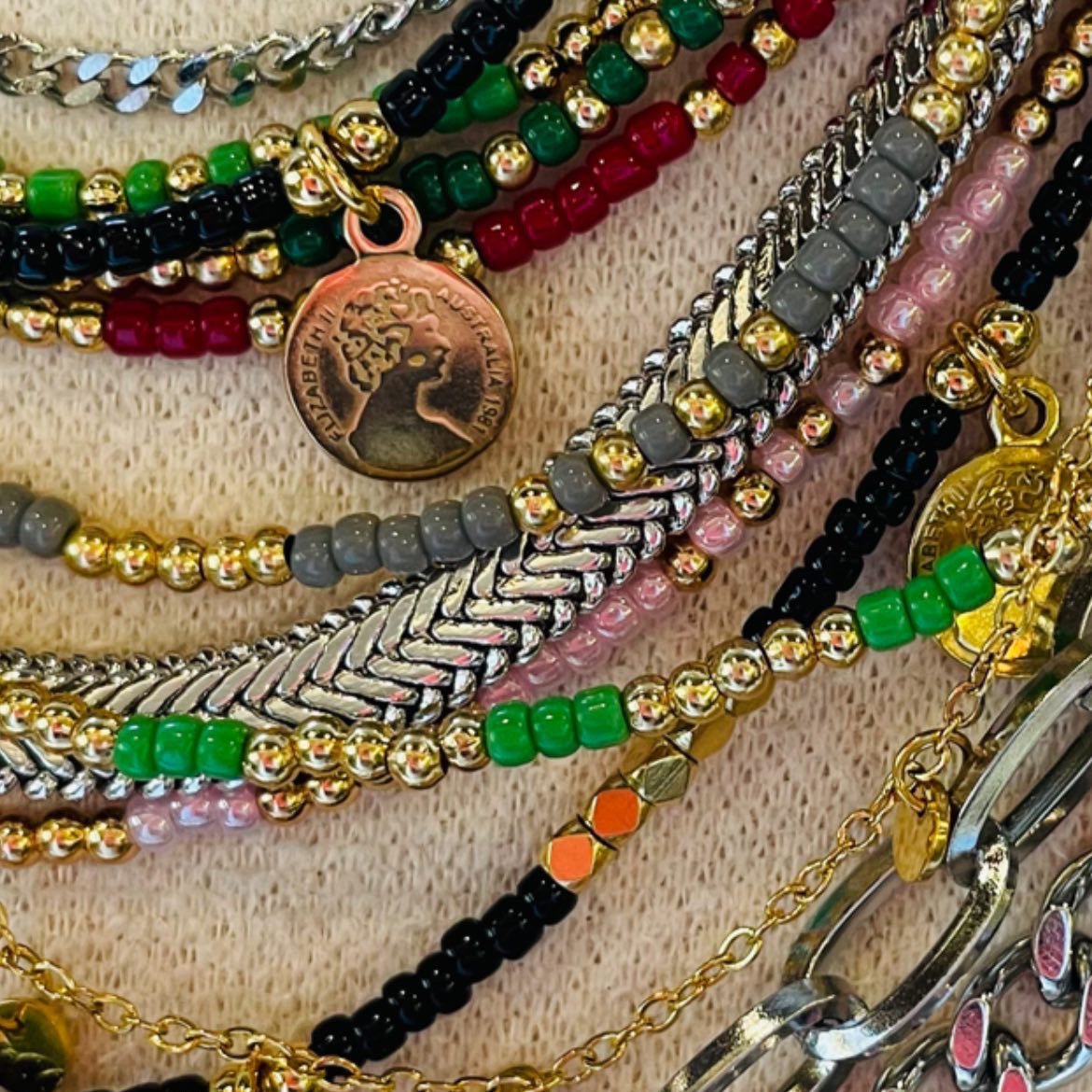 Ketting Muntjes - Zwart/ Goud