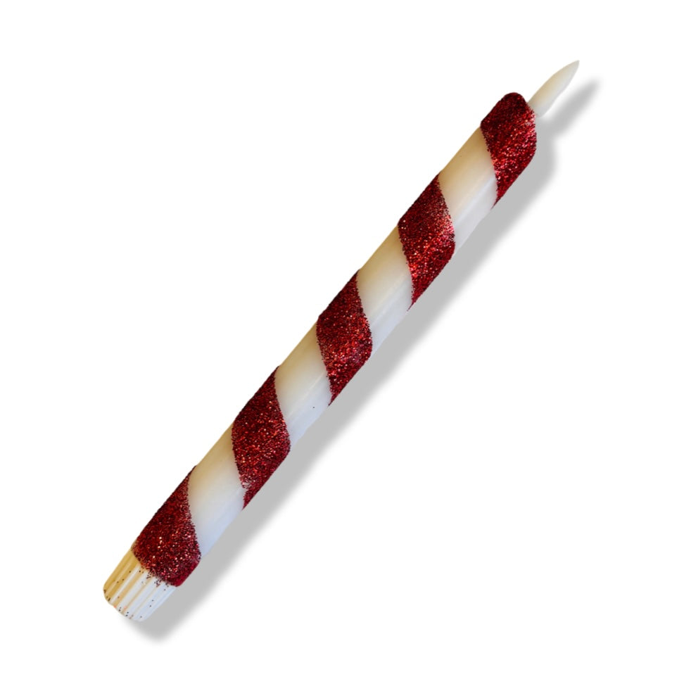LED Dinerkaars Candy Cane Glitter - Rood