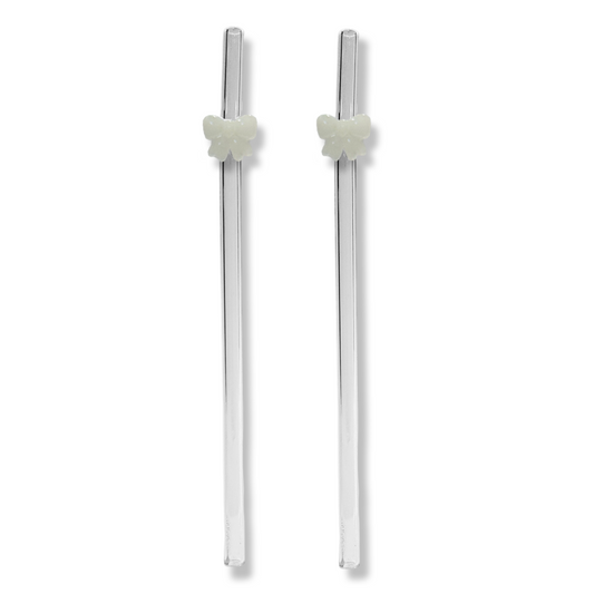 Rietjes met Strik - Set van 2 - Pearly White
