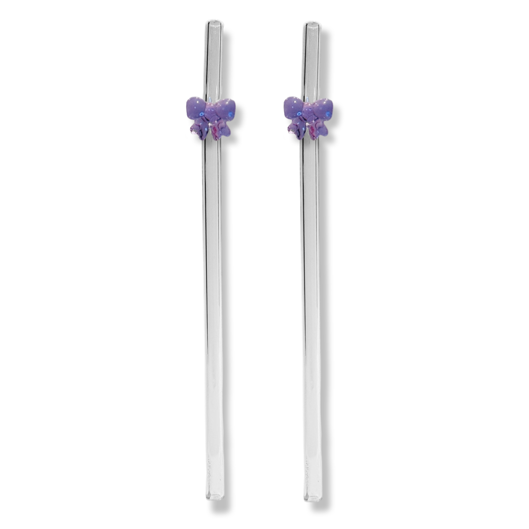 Bow Straws Set van 2 - Misty Lilac
