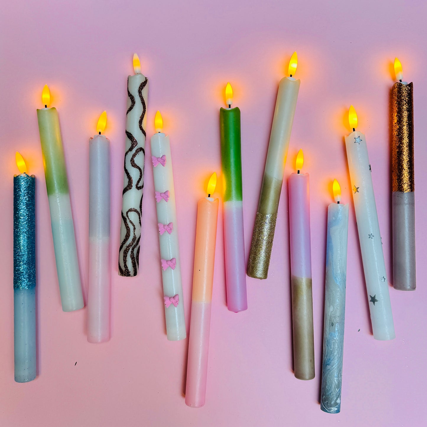 LED Dinerkaars Dip Dye - Glitter Roze Strik/ Roze