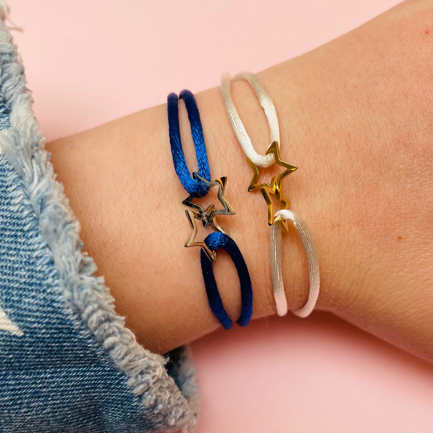 Armband Satijn - Infinity Ster - Goud