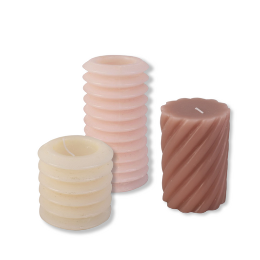 Rustieke Kaarsen Set - 'Pink Serenity'