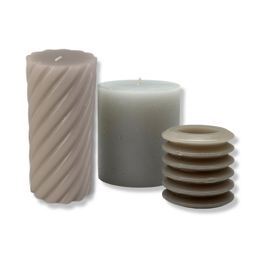 Rustieke Kaarsen Set - 'Grey Harmony'