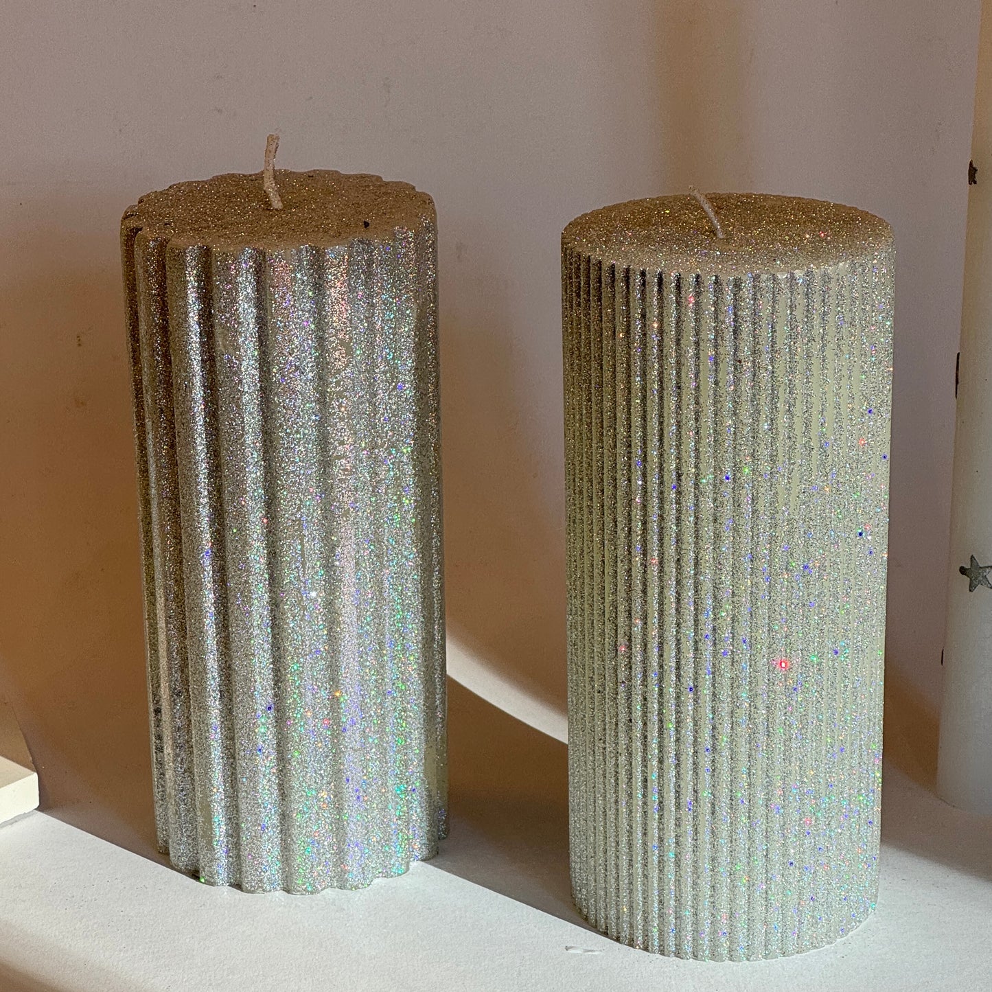 Rustieke Kaars Groovy Dik - Zilver/ Holografisch Glitter
