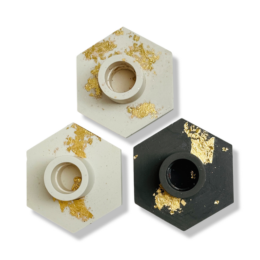 Jesmonite Kaarsenhouder Hexagon - Keuze uit 3 Varianten