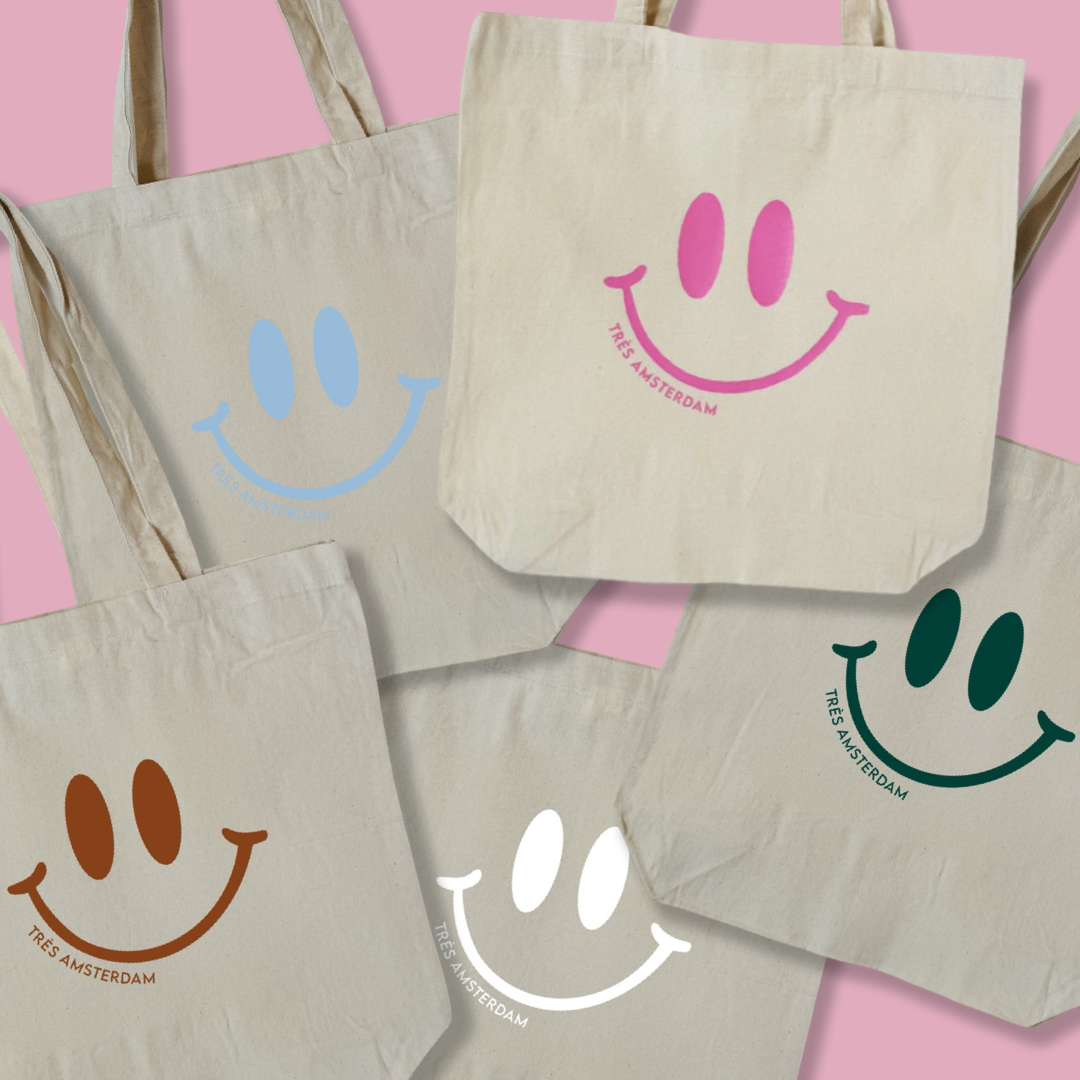 Tas Katoen Smiley - Très Amsterdam