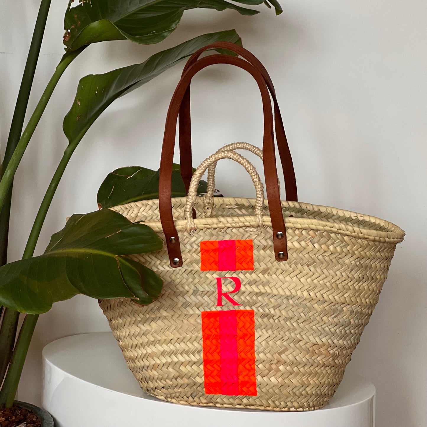 Rieten Tas/ Mand - Dubbele hengsels - Plain