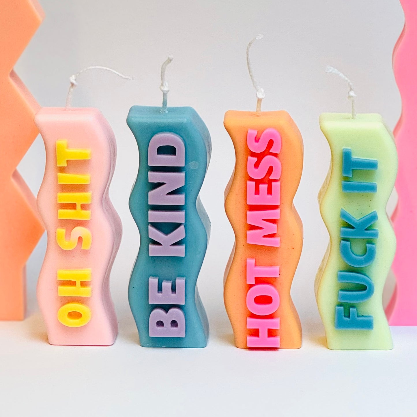 Wavy Kaars Met Tekst - Kies Zelf de Kleuren Combinatie