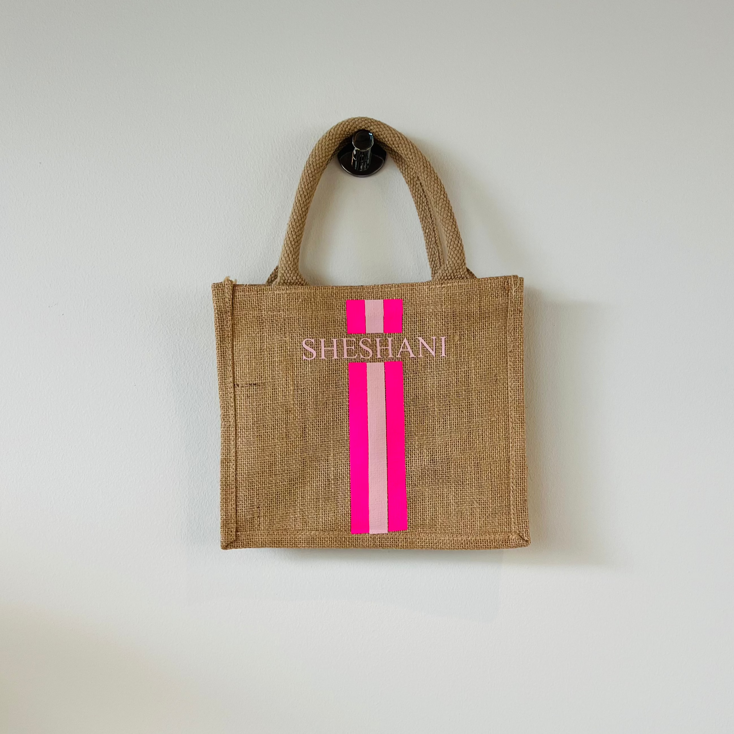 Custom Jute Tas Klein (26x22cm)
