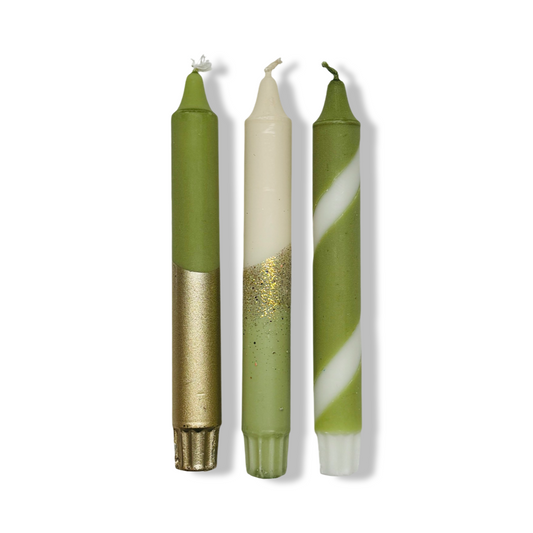 Dinerkaarsen Set - 'Greenish'