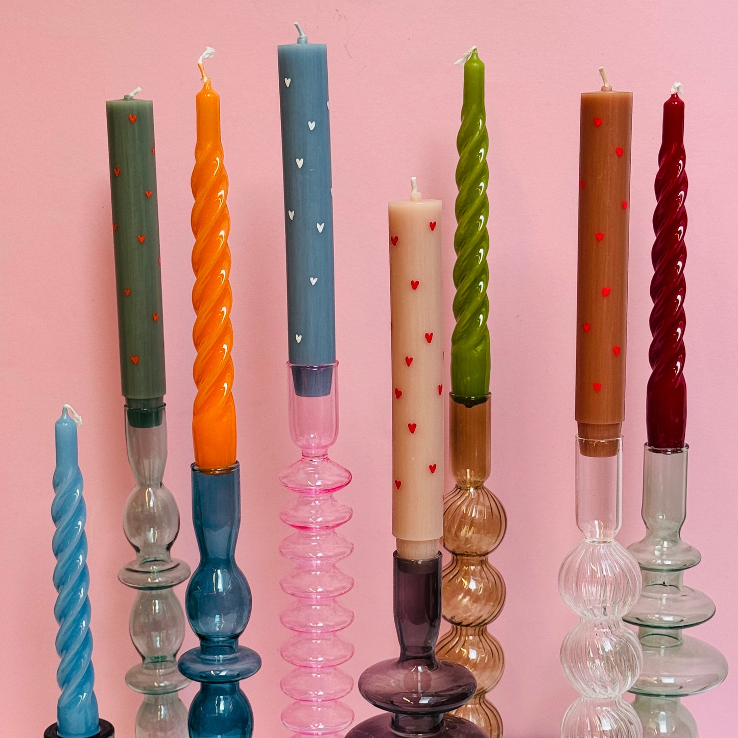 Kaarsen Set - 'Hartjes' - Oranje