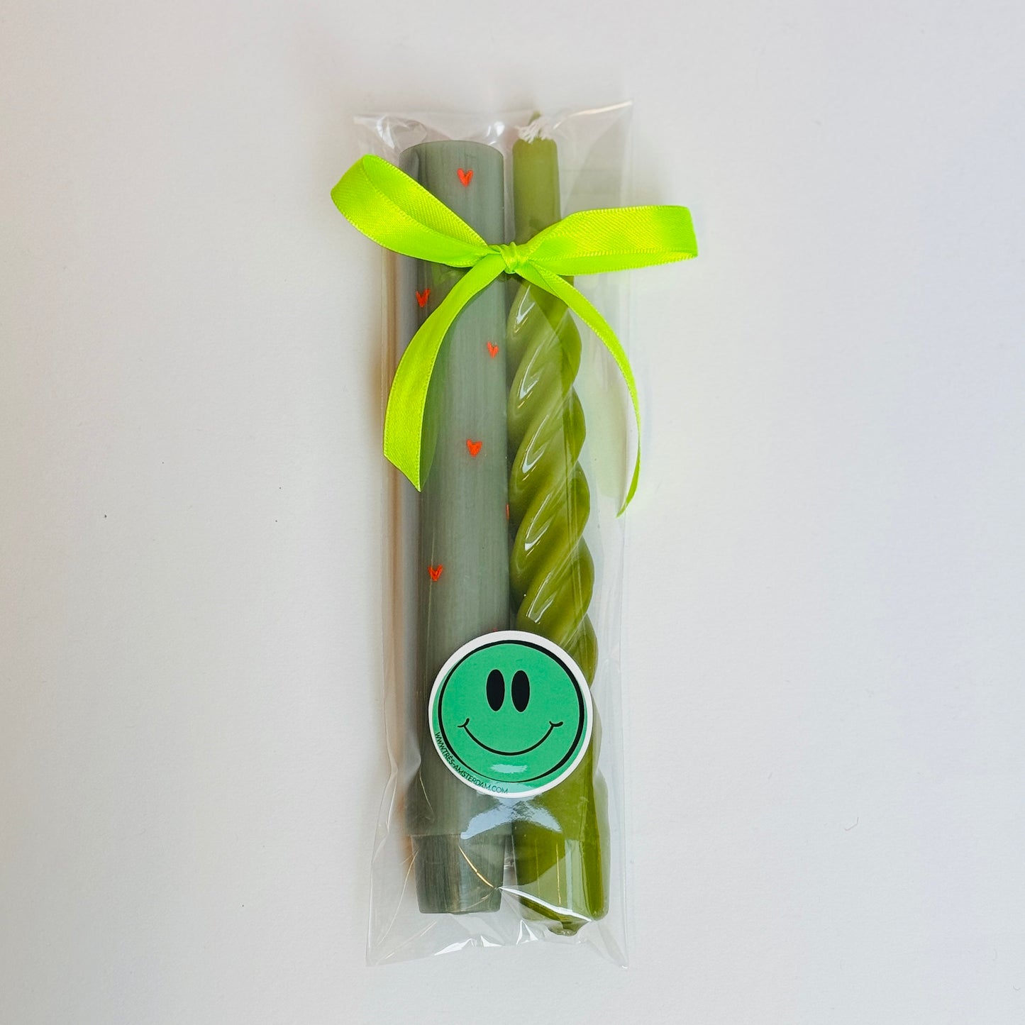 Kaarsen Set - 'Hartjes' - Groen