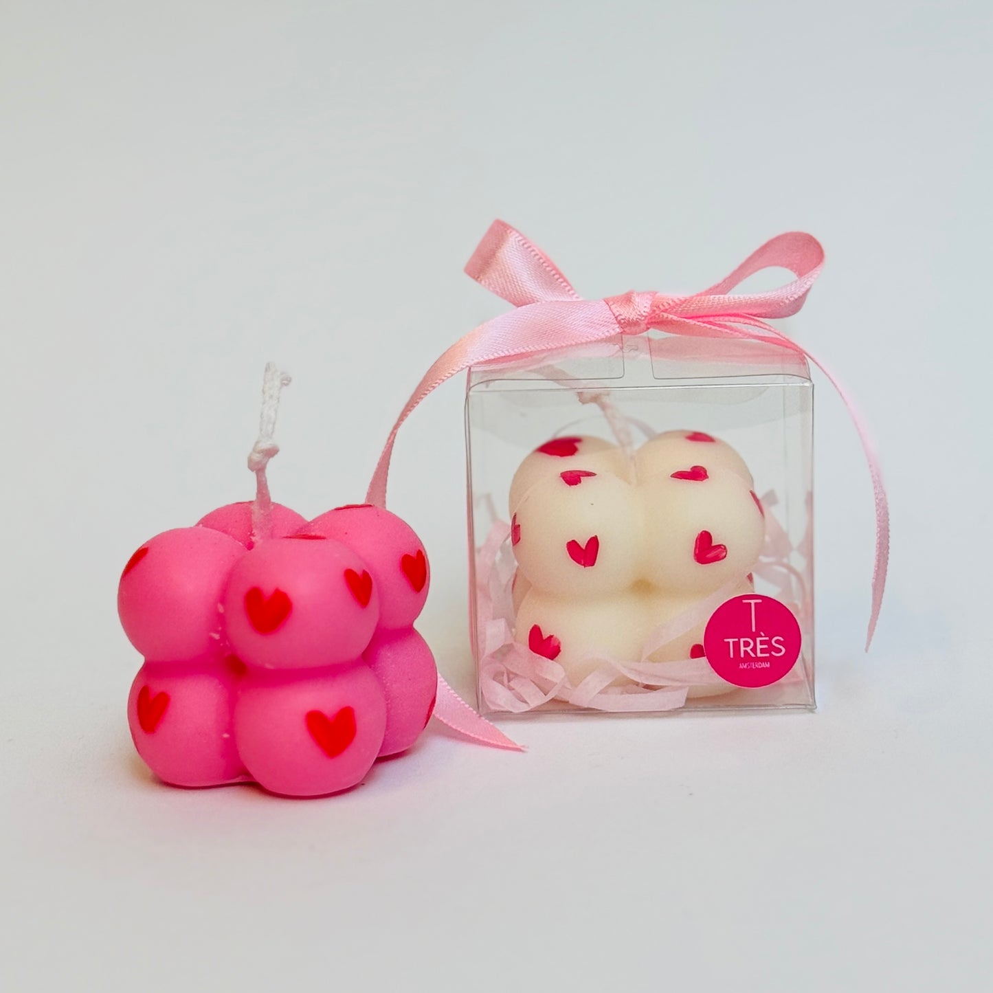 Kaars - 'Bubble Heart' - Roze of Wit