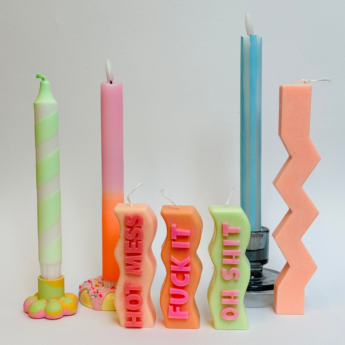 Wavy Kaars Met Tekst - Kies Zelf de Kleuren Combinatie