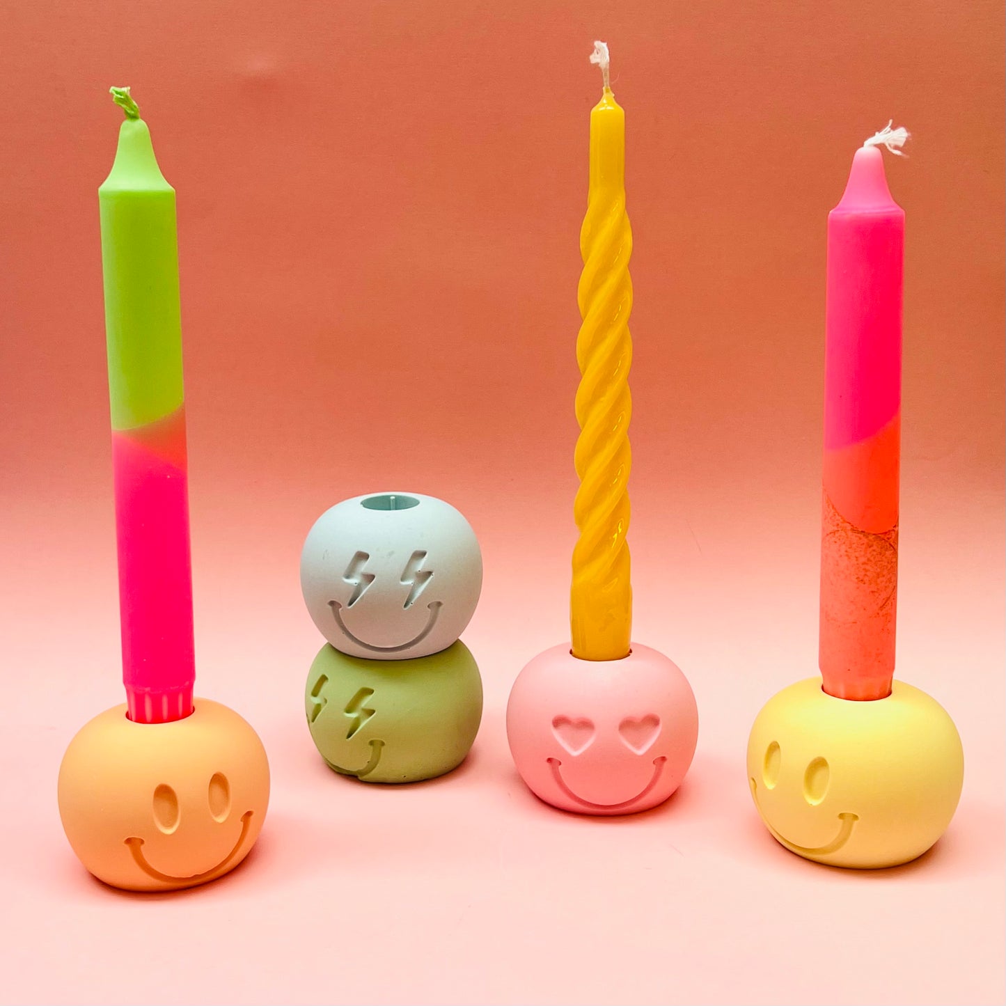 Jesmonite Kaarsenhouder Smiley - Keuze uit 3 Varianten