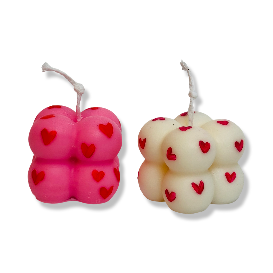 Kaars - 'Bubble Heart' - Roze of Wit