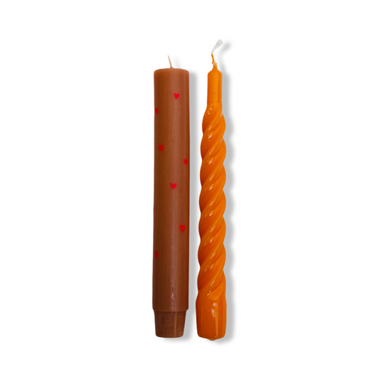 Kaarsen Set - 'Hartjes' - Oranje