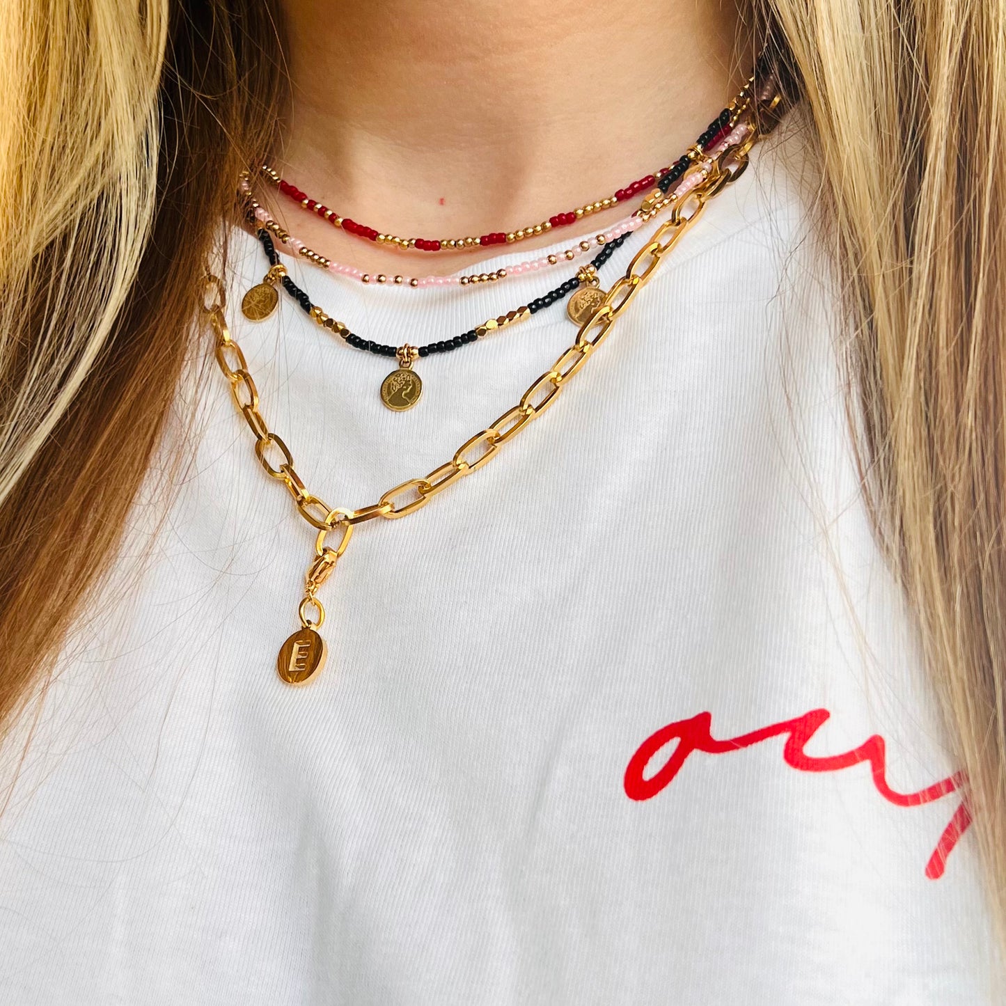 Ketting Muntjes - Zwart/ Goud