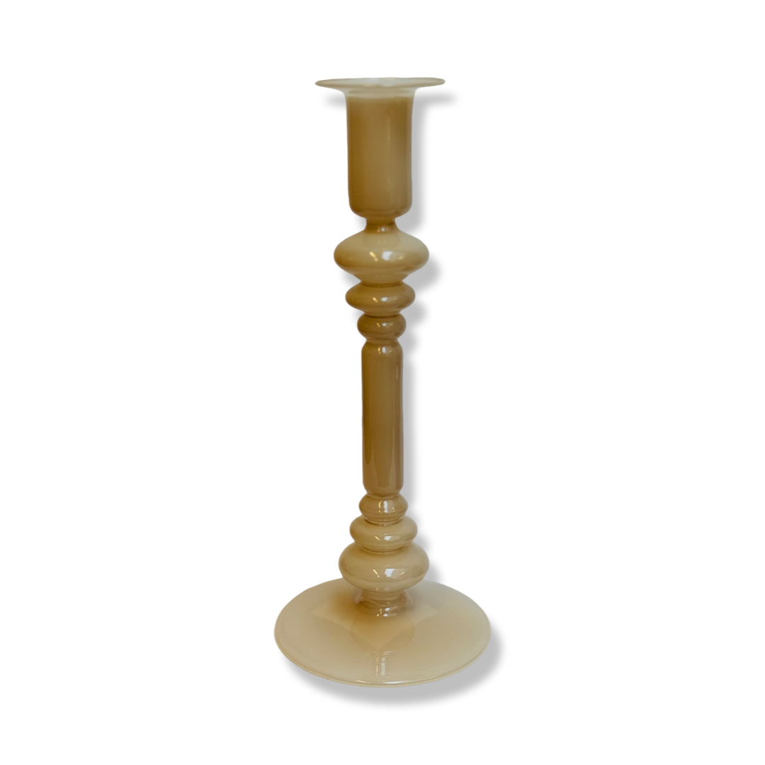 Glazen Kaarsenhouder - Beige