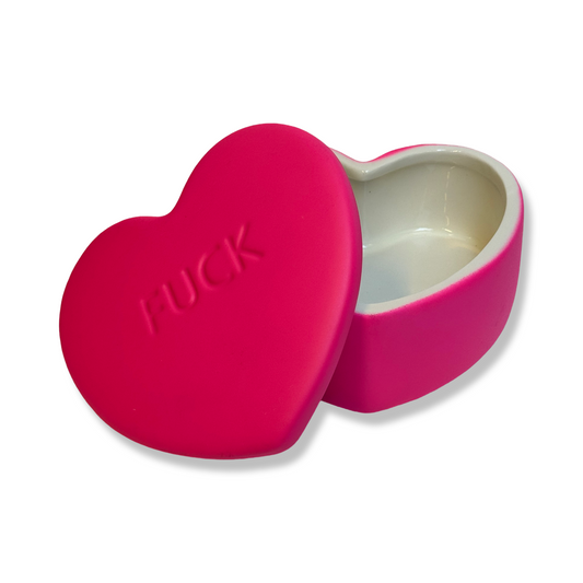 Keramische Sierpot- Snoep Hart - Fuck - Fluor Roze