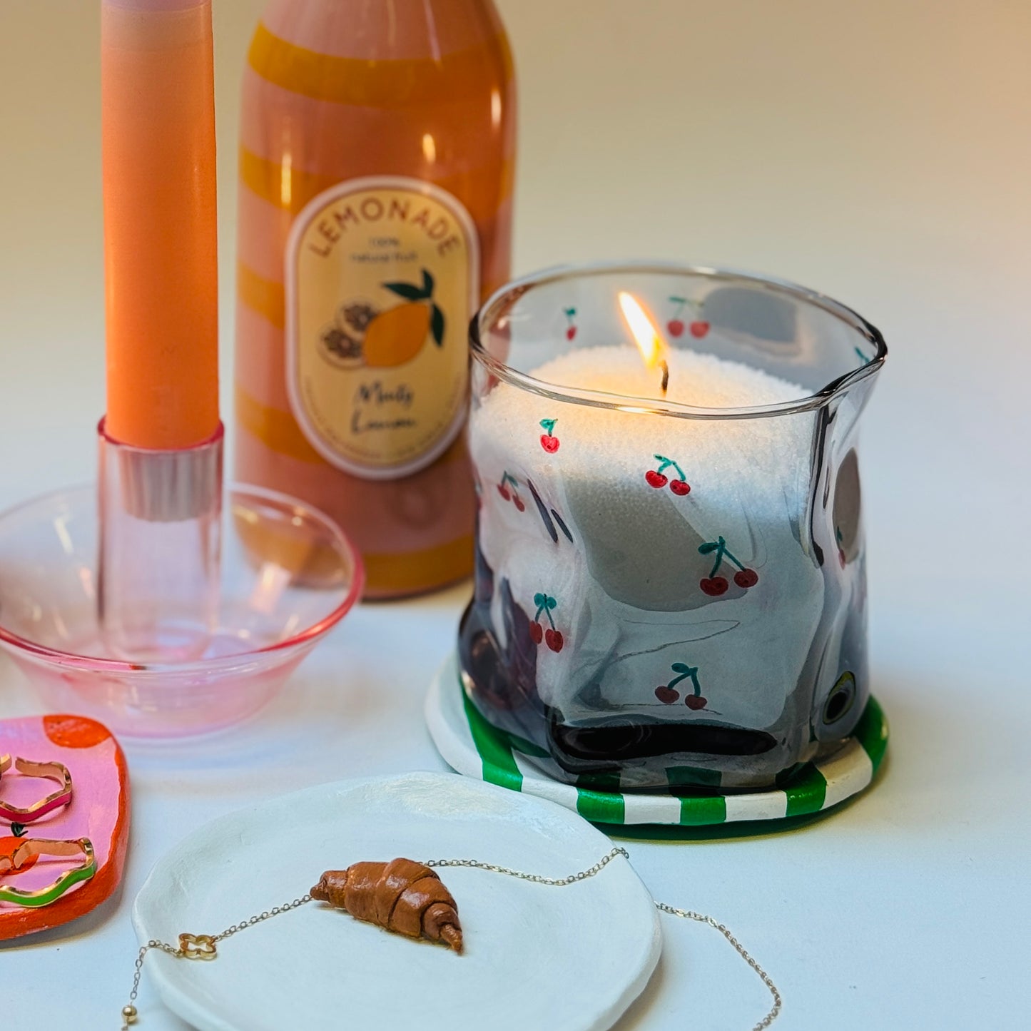 Vaasje - Limonade Fles - Roze/ Oranje
