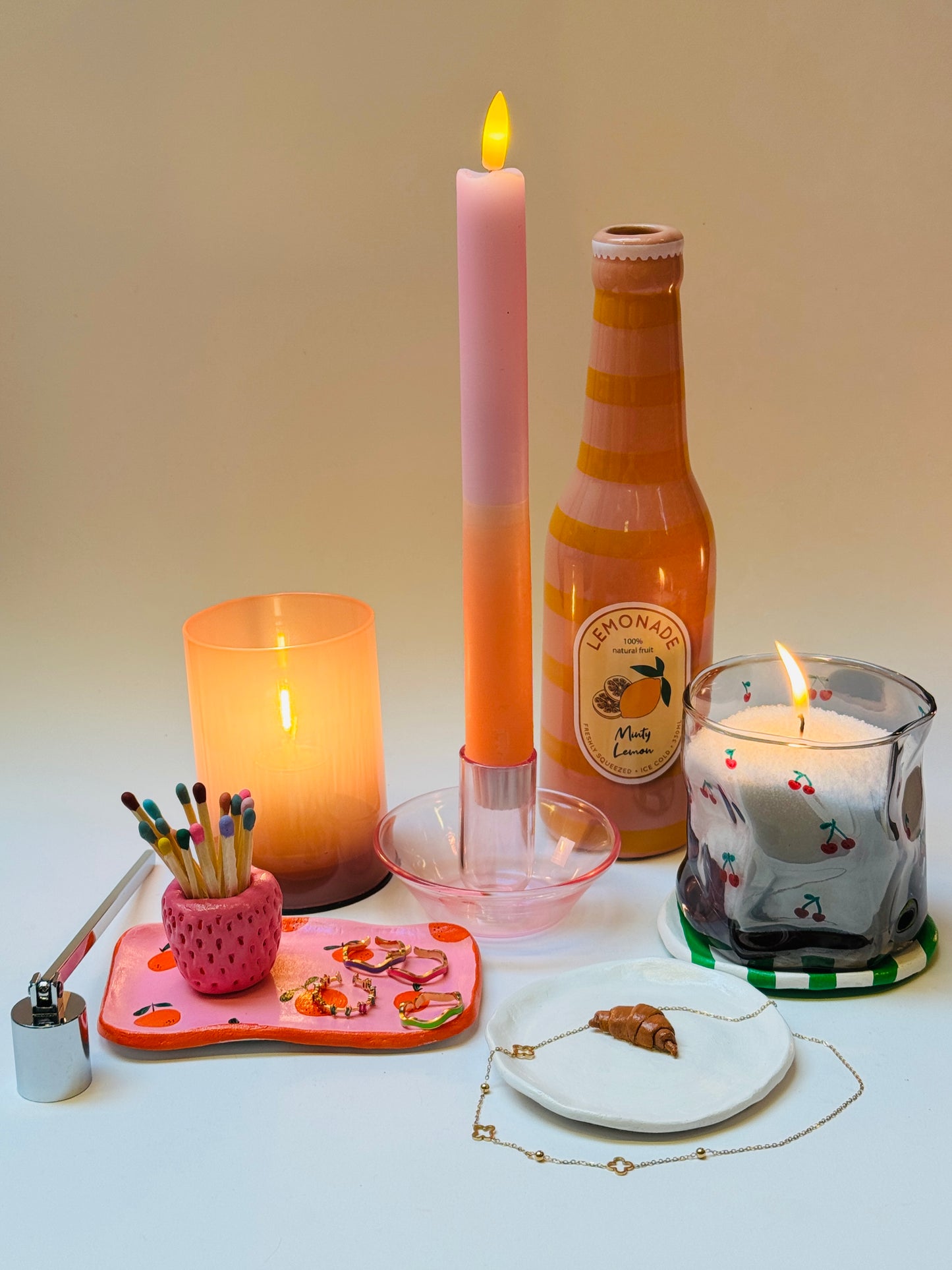 Vaasje - Limonade Fles - Roze/ Oranje