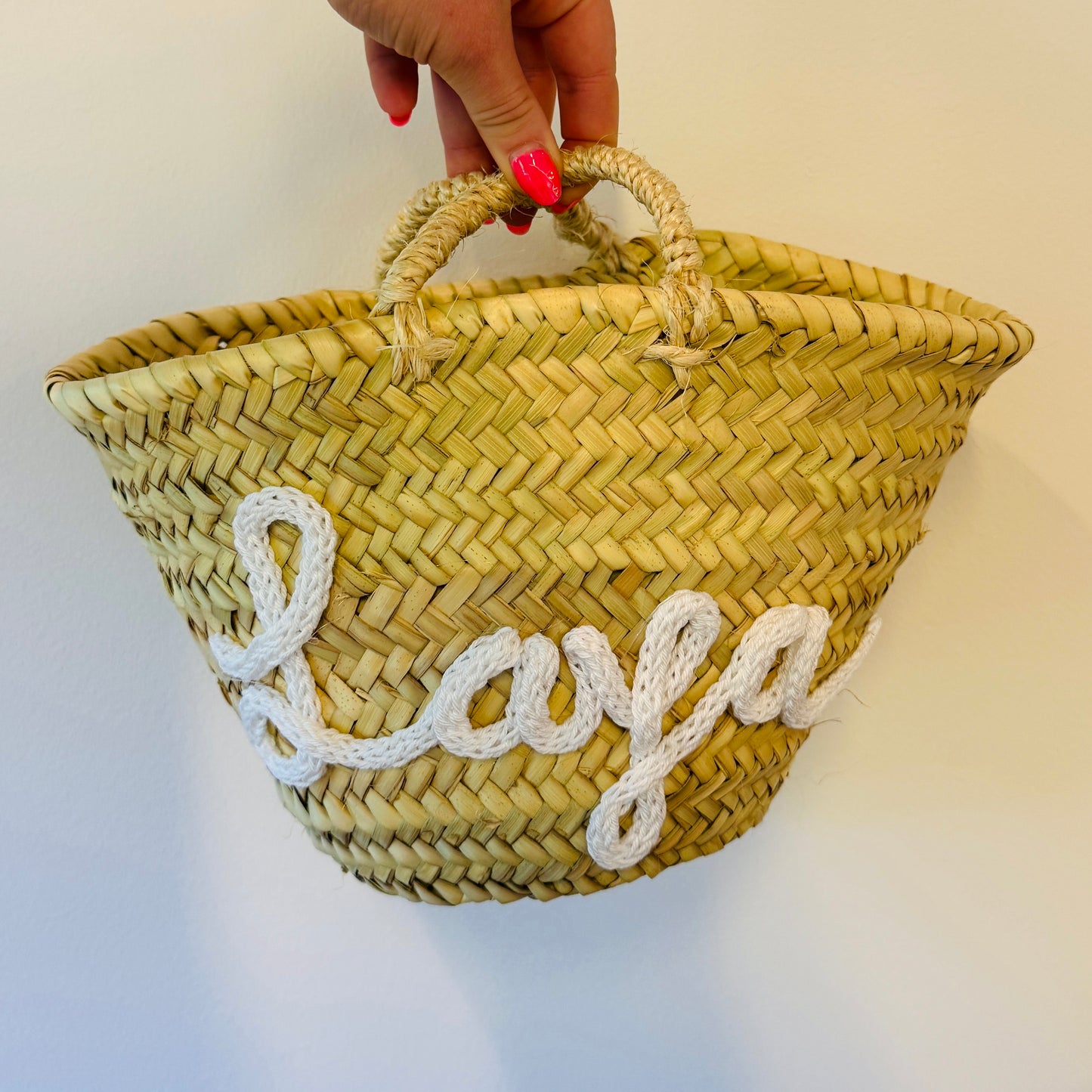 Custom Rieten Tas/ Mand - Naam - Klein