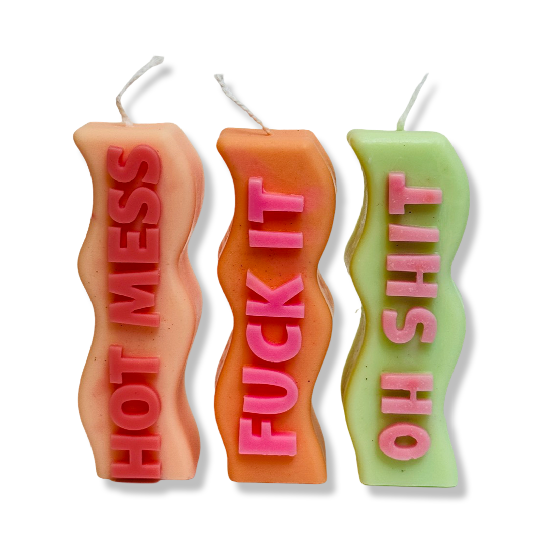 Wavy Kaars Met Tekst - Kies Zelf de Kleuren Combinatie
