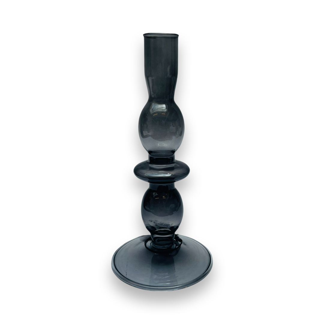 Glazen Kaarsenhouder Bubble - Grijs/ Zwart (M)