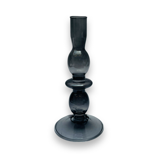 Glazen Kaarsenhouder Bubble - Grijs/ Zwart (M)