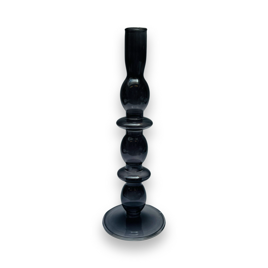 Glazen Kaarsenhouder Bubble - Grijs/ Zwart (L)