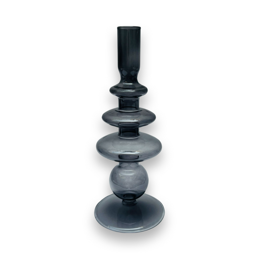 Glazen Kaarsenhouder Rings - Zwart (L)