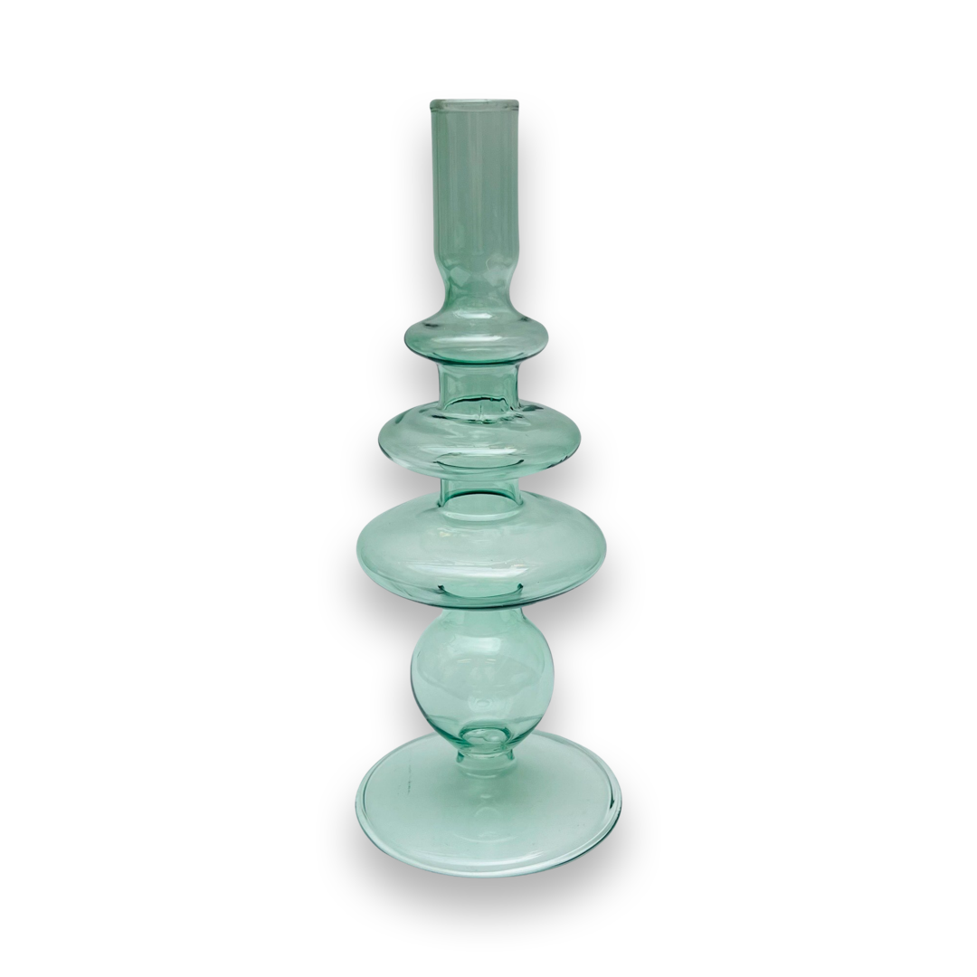 Glazen Kaarsenhouder Rings - Groen (L)
