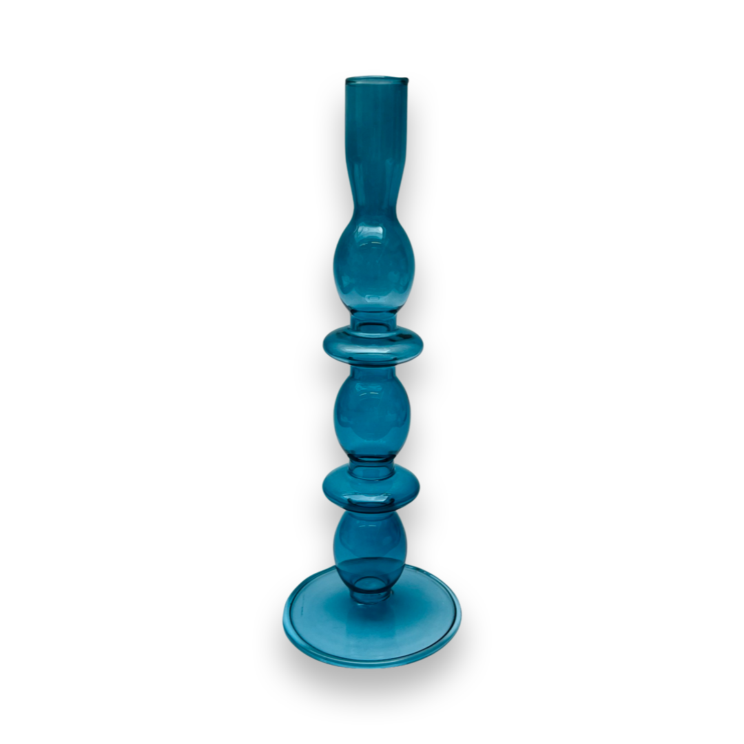 Glazen Kaarsenhouder Bubble - Blauw (L)