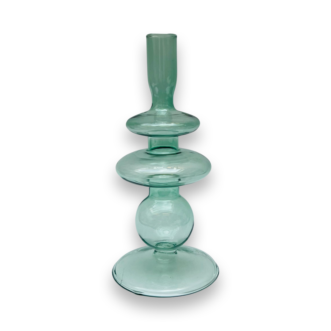 Glazen Kaarsenhouder Rings - Groen (M)