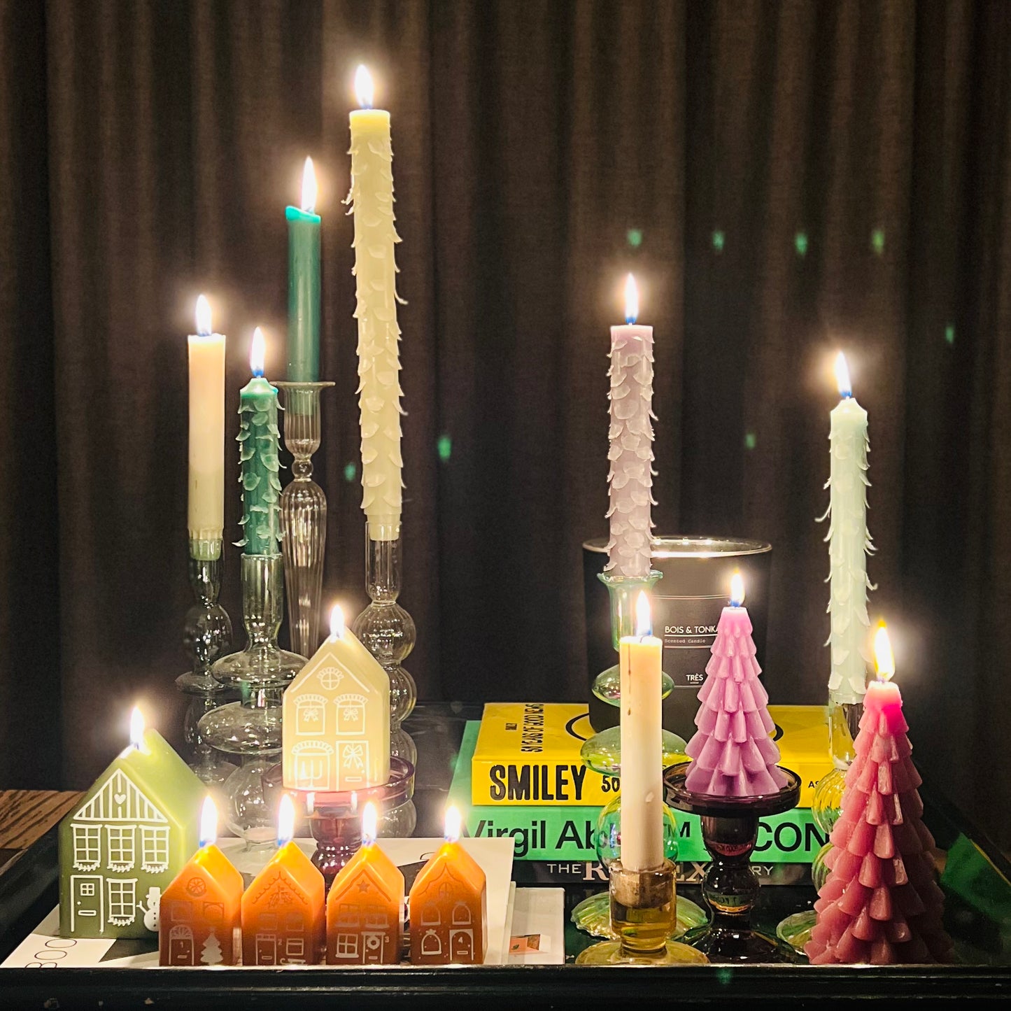 Kerst Kaars - Advent Huisjes - Thijm Groen