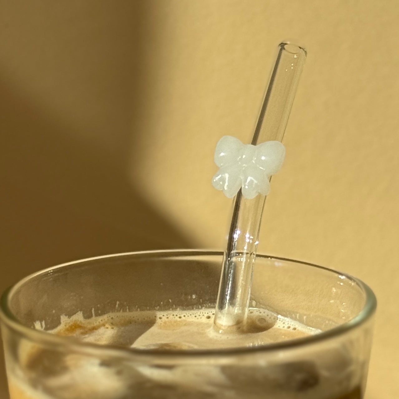 Bow Straws Set van 2 - Pearly White