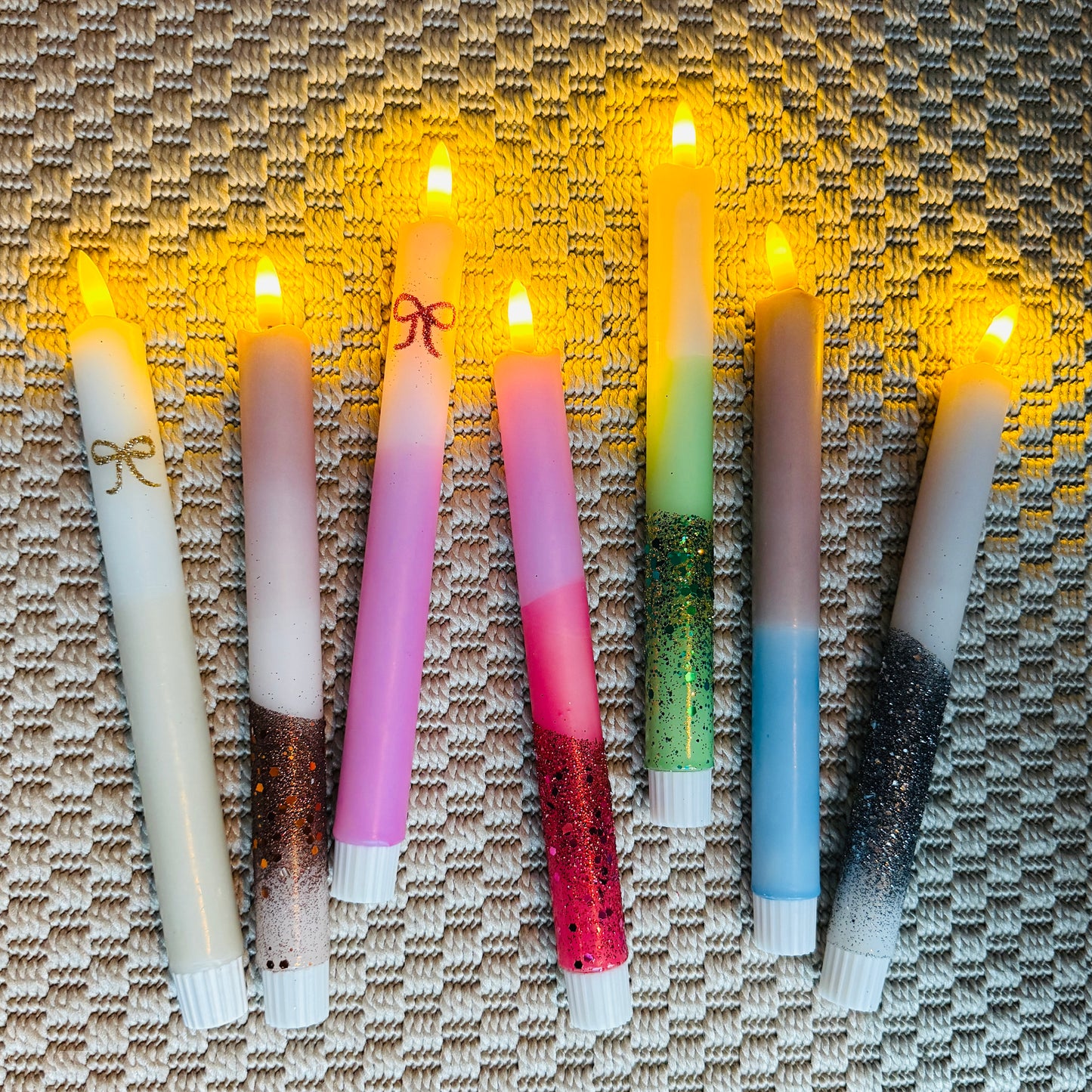 LED Dinerkaars Dip Dye Sparkle - Groen/ Beige/ Glitter