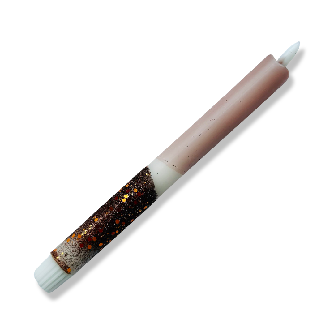 LED Dinerkaars Dip Dye Sparkle - Bruin/ Beige/ Koper Glitter