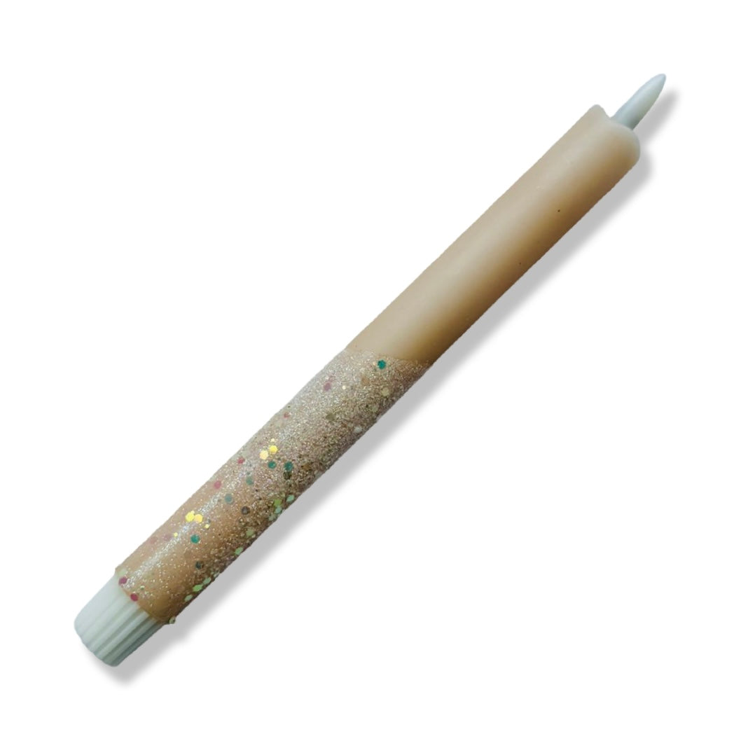 LED Dinerkaars Dip Dye Sparkle - Beige/ Wit/ Holografisch Glitter