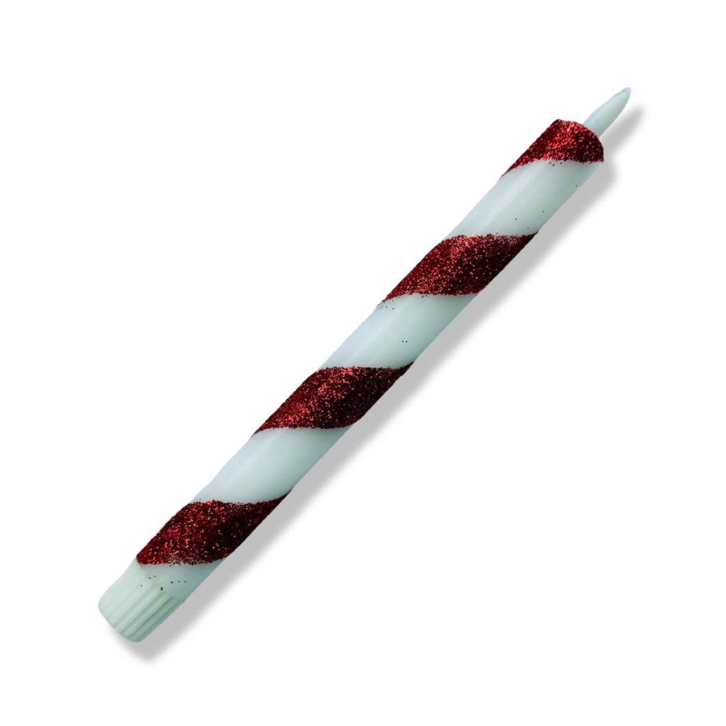 LED Dinerkaars Candy Cane Glitter - Rood
