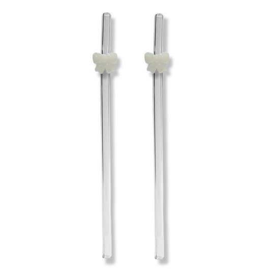 Bow Straws Set van 2 - Pearly White