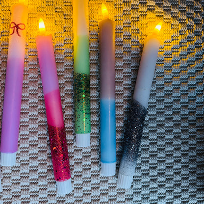 LED Dinerkaars Dip Dye Sparkle - Roze/ Rood/ Glitter