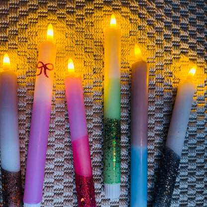 LED Dinerkaars Dip Dye Sparkle - Groen/ Beige/ Glitter