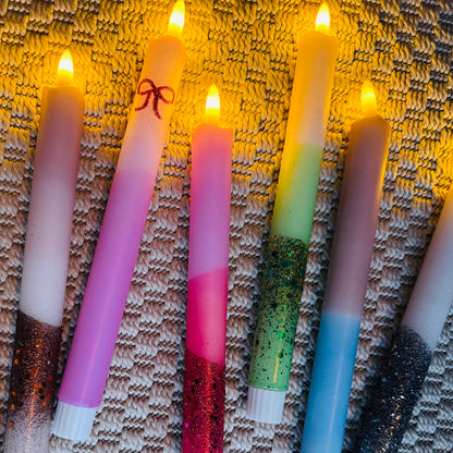 LED Dinerkaars Dip Dye - Glitter Roze Strik/ Roze